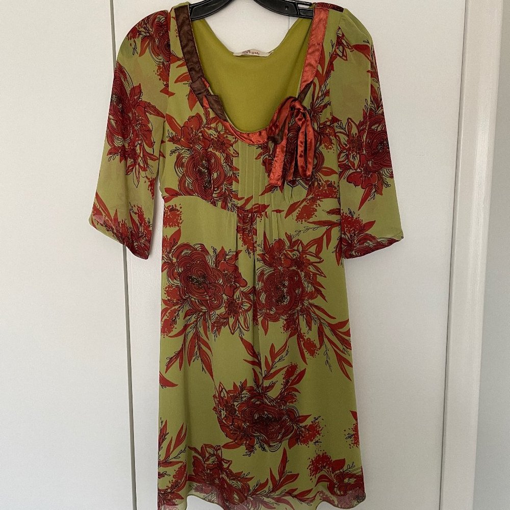 Green and red vintage style dress